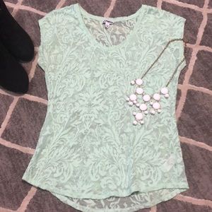 Lace mint green Express top XS